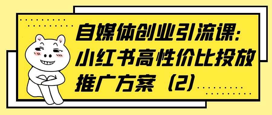 自媒体创业引流课：小红书高性价比投放推广方案（2）