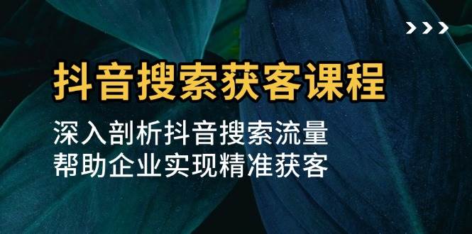 (11.27)抖音搜索获客课程：深入剖析抖音搜索流量，帮助企业实现精准获客